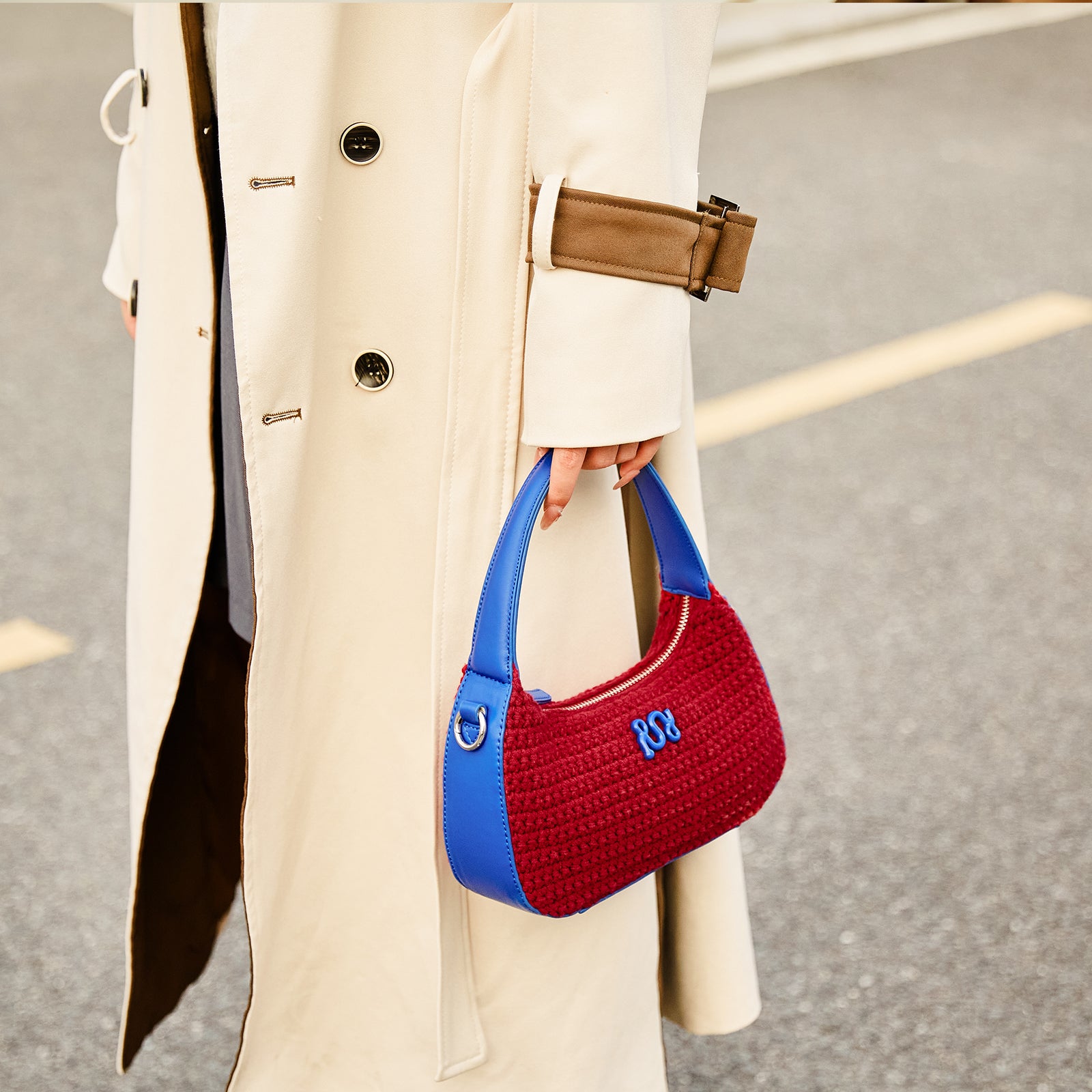 Urban Crochet Handcrafted Hobo Bag-Red- Weavly Wu