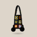 Vintage Granny Square Handcrafted Crochet Bag-Black