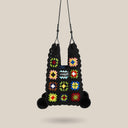 Vintage Granny Square Handcrafted Crochet Bag-Black