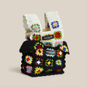 Vintage Granny Square Handcrafted Crochet Bag-Black