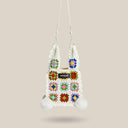 Vintage Granny Square Handcrafted Crochet Bag-White